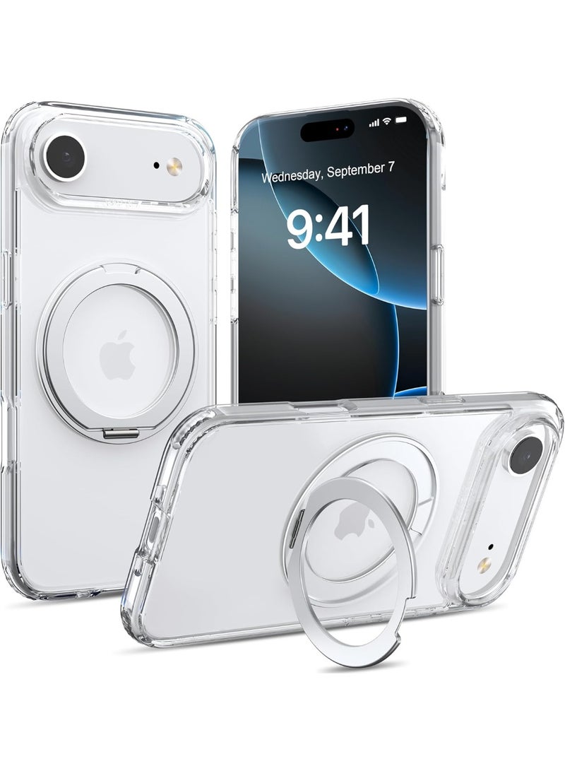 RAPTIC Air Stand for iPhone Air Case [MagSafe] Cover 360 Rotatable Ring Kickstand [13 Feet Drop tested] Mil Grade - Clear - Image 1