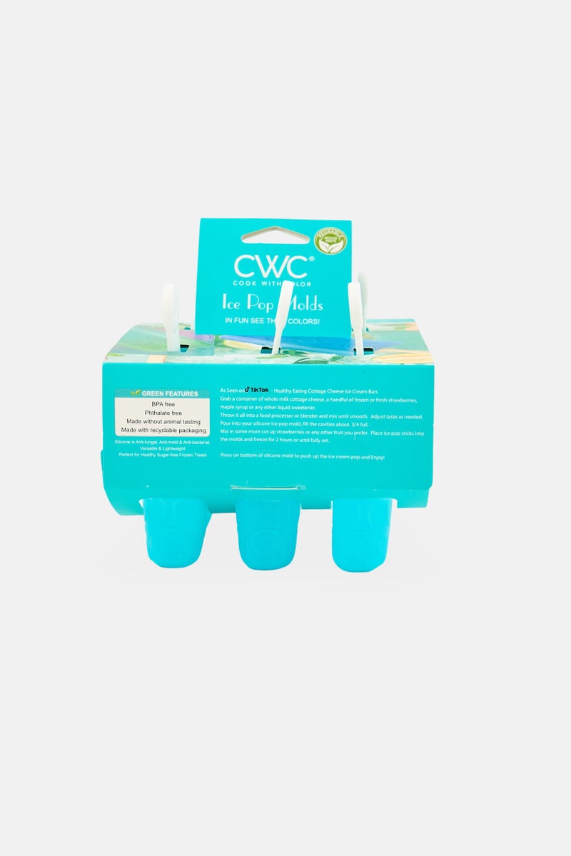 COOK WITH COLOR 6 Cavity Silicone Ice Pop Molds, Blue - Image 2