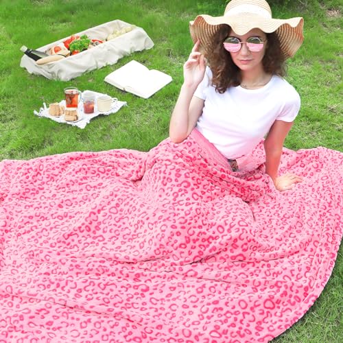 ZHIKU Pink Blanket for Women - Cheetah Print Blanket Pink Gifts for Women Mother Girls Soft Warm Leopard Print Throw Blanket for Birthday Gifts 40"x50" - Image 2