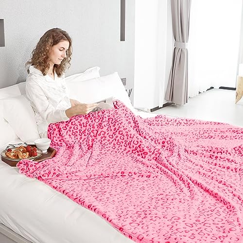 ZHIKU Pink Blanket for Women - Cheetah Print Blanket Pink Gifts for Women Mother Girls Soft Warm Leopard Print Throw Blanket for Birthday Gifts 40"x50" - Image 3