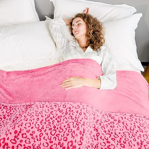 ZHIKU Pink Blanket for Women - Cheetah Print Blanket Pink Gifts for Women Mother Girls Soft Warm Leopard Print Throw Blanket for Birthday Gifts 40"x50" - Image 4