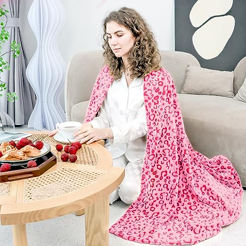 ZHIKU Pink Blanket for Women - Cheetah Print Blanket Pink Gifts for Women Mother Girls Soft Warm Leopard Print Throw Blanket for Birthday Gifts 40"x50" - Image 5