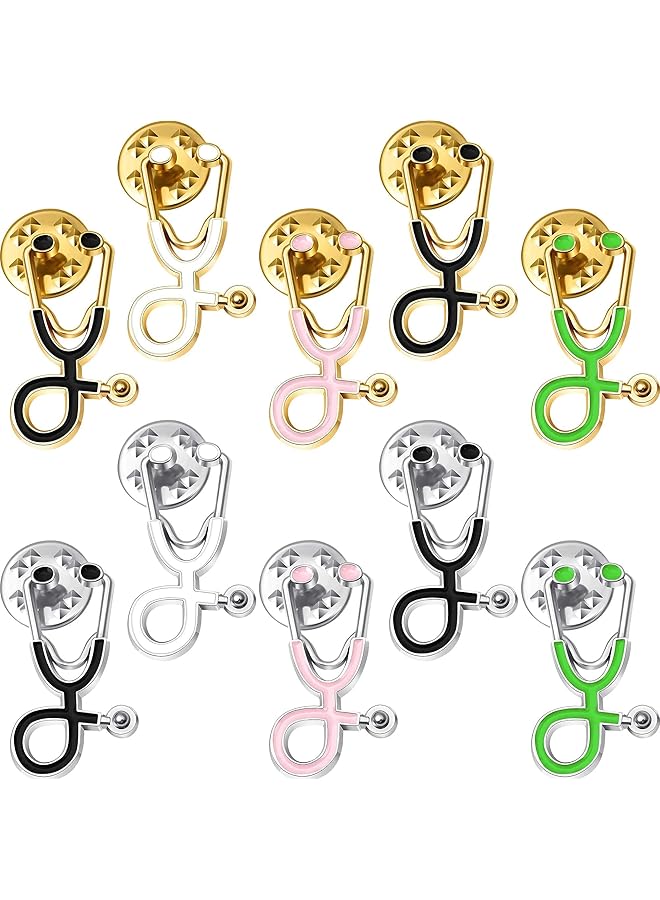 erorex Stethoscope Brooch Pins Doctor Nurse Stethoscope Enamel Lapel Pin Which Suitable For Medical Students Clothing Bags Women Men Children As A Gift 10Pcs - Image 1