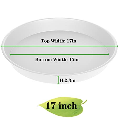 Bleuhome 2 Pack of 17 inch Plant Saucer, 2.3" Depth Tray, Large Deep Garden Plastic Flower Planter Plant Trays for Indoors Outdoor Bath Bath (17", Creamy White) - Image 2