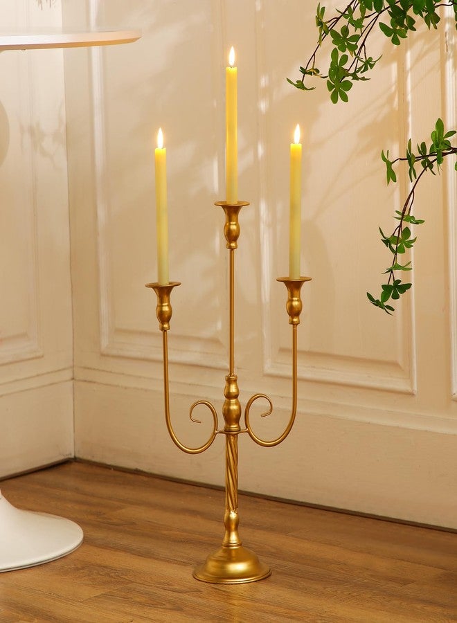 Rtteri 6 Pcs Gold Candelabra Candlestick Holder Metal Candle Stand Candelabra for Taper Candles for Table Centerpieces Wedding Christmas Holiday Birthday Party (3 Arm,9.5 x 9.5 x 19.7 Inch) - Image 4