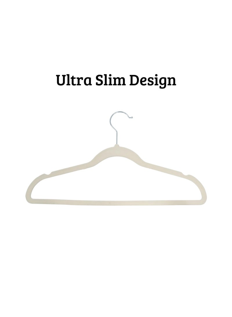 100-Piece Premium Ivory Velvet Non-Slip Hangers with Chrome Hooks – Space-Saving Clothes Hanger Set - Image 3