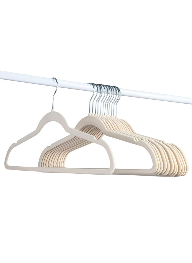 100-Piece Premium Ivory Velvet Non-Slip Hangers with Chrome Hooks – Space-Saving Clothes Hanger Set - Image 2