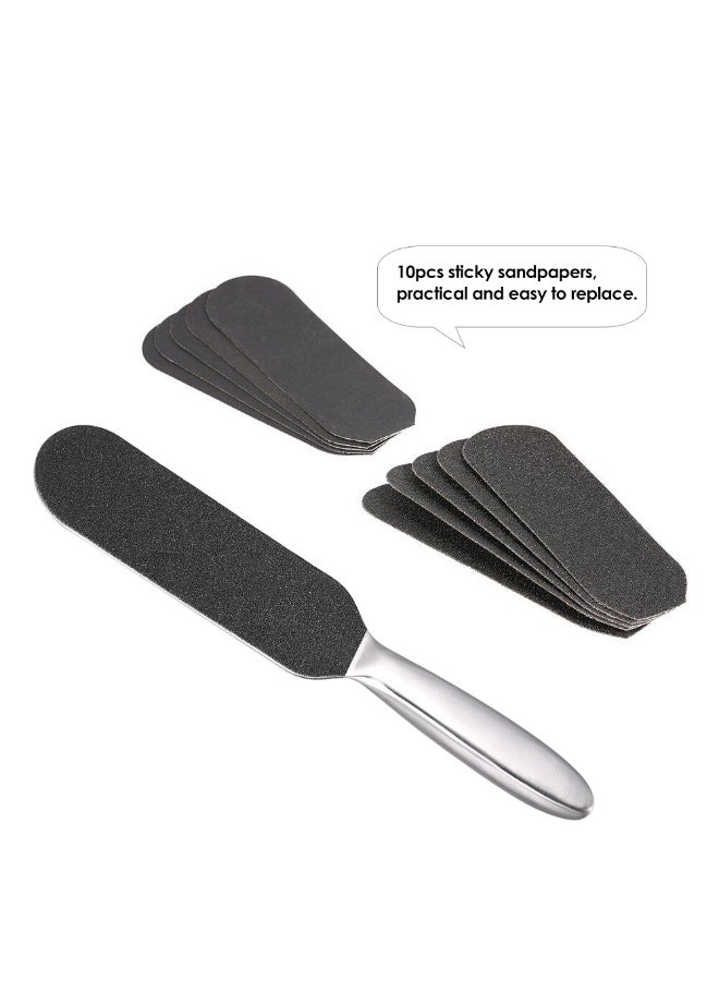 ORiTi 10-Piece Stainless Steel Foot Rasp Kit Double Sided Sandpaper Pedicure Dead Skin Remover Foot Care Tools - Image 3
