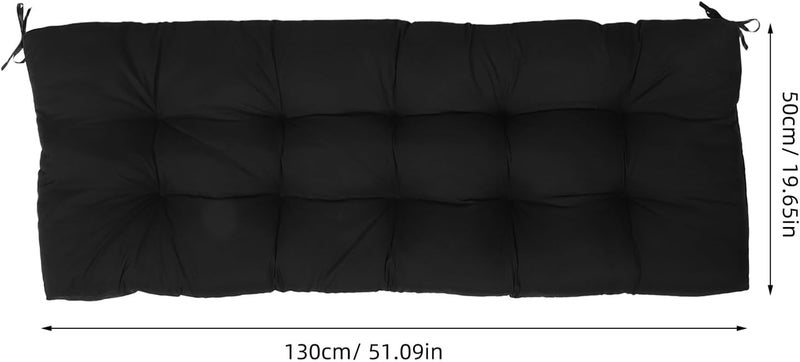 Indoor Cotton Bench Cushion with Non-Slip Seat Pad, 130x50x8cm Black Lounge Pillow for Porch Swings, Rocking Chairs, and Indoor Patio Furniture - Image 2