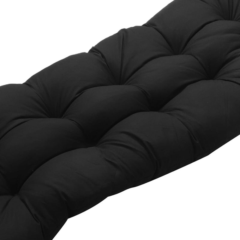Indoor Cotton Bench Cushion with Non-Slip Seat Pad, 130x50x8cm Black Lounge Pillow for Porch Swings, Rocking Chairs, and Indoor Patio Furniture - Image 3