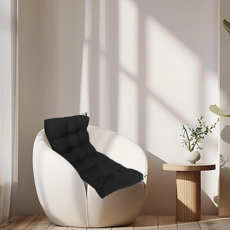 Indoor Cotton Bench Cushion with Non-Slip Seat Pad, 130x50x8cm Black Lounge Pillow for Porch Swings, Rocking Chairs, and Indoor Patio Furniture - Image 5