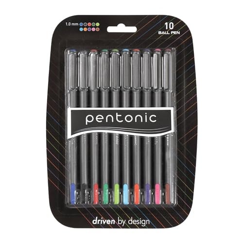 linc Pentonic Premium Ball Point Pen 1.0 mm Medium Point, 10-Count, Assorted Colors | Medium Point Featherlite Feel, Easy Flow Ink Technology, Sleek Matte Finish - Image 1