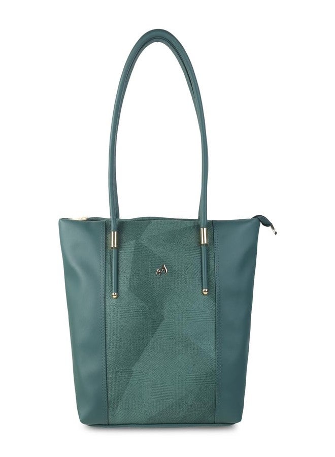 Metro Women Green Faux Leather Spacious Shoulder Bag with Zipped Compartments (66-541) - Image 1