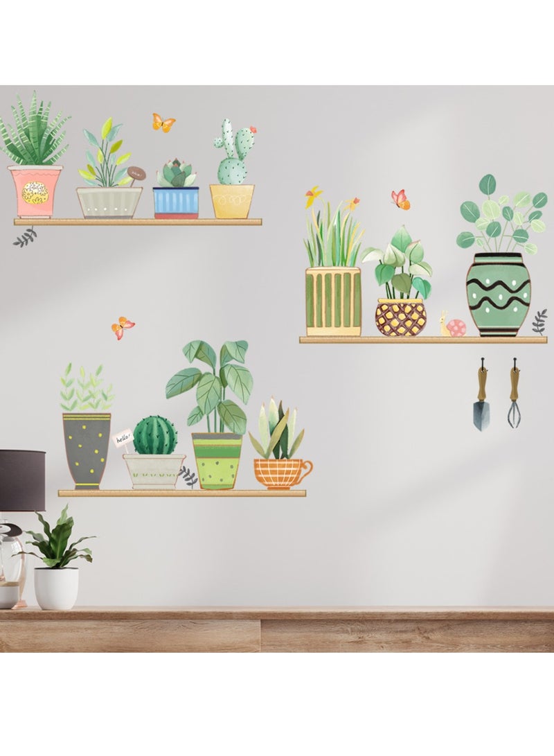 SISGL Aloes Cactus Wall Decals Green Leaf Potted Plant Wall Art Mural Decor Chihuahua Succulent Plant Wallpaper Removable Succulent Plant Potted Plant Wall Stickers For Kids Room Living Room TV Background Bedroom - Image 4