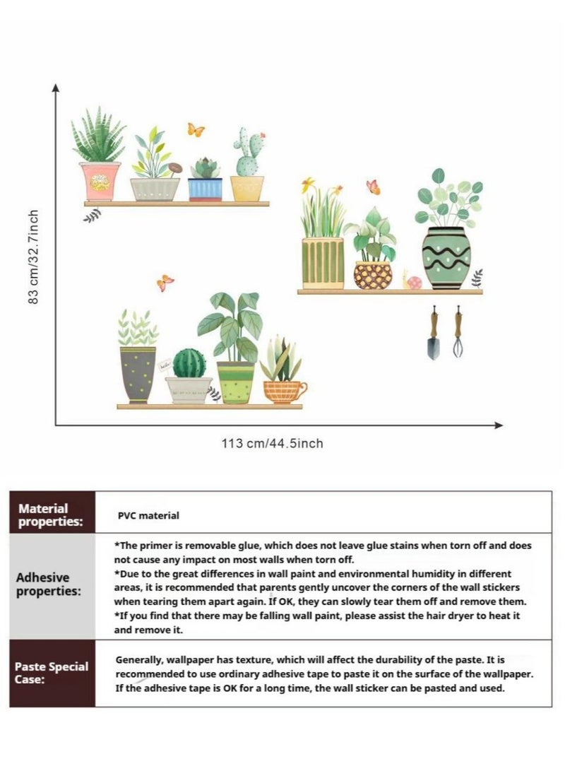 SISGL Aloes Cactus Wall Decals Green Leaf Potted Plant Wall Art Mural Decor Chihuahua Succulent Plant Wallpaper Removable Succulent Plant Potted Plant Wall Stickers For Kids Room Living Room TV Background Bedroom - Image 2
