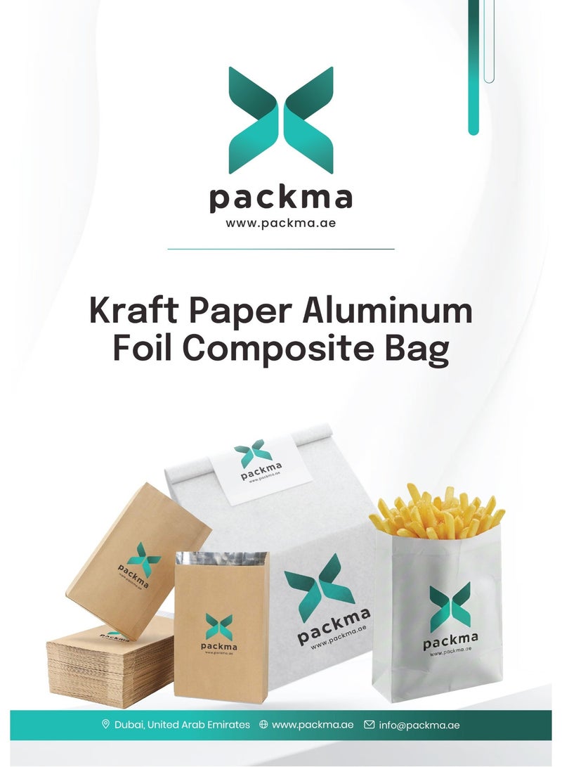 PACKMA KRAFT PAPER ALUMINUM FOIL COMPOSITE BAG- 18 X 30 cm - 50 pcs -WHITE - Image 1