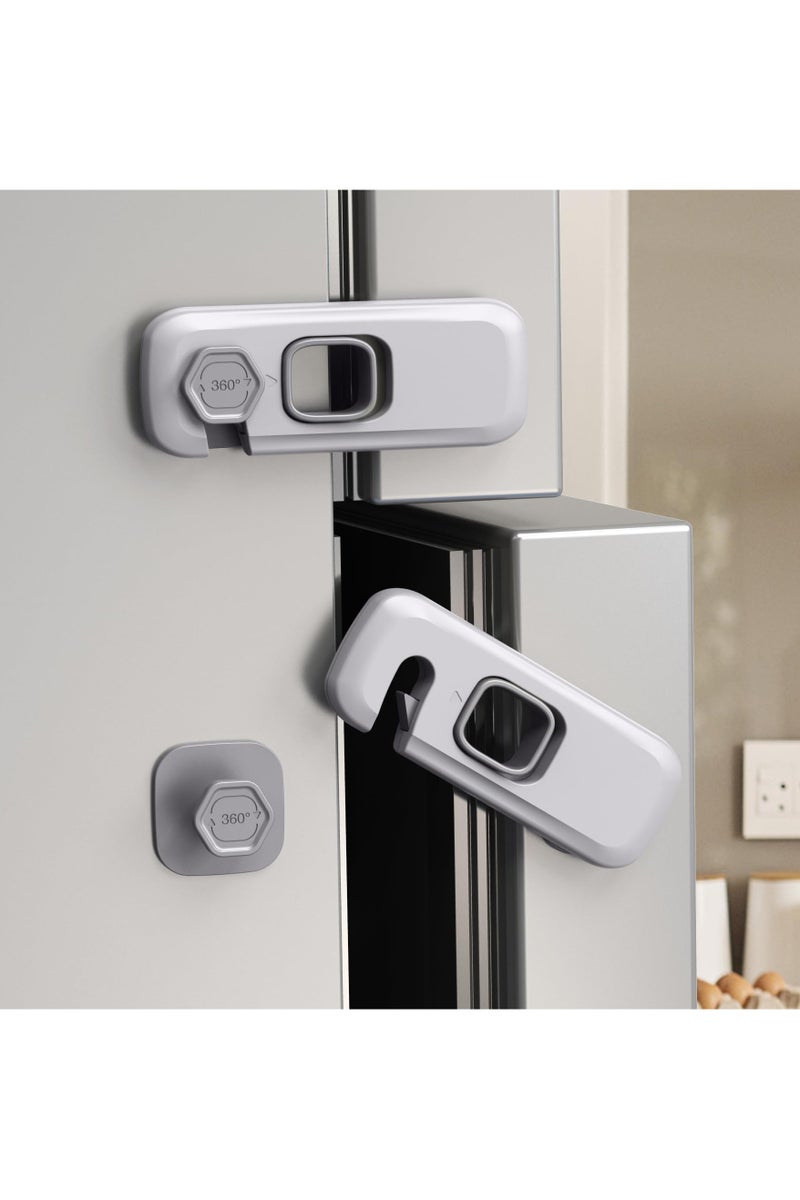 VIUAUAX مجموعة من 3 أقفال ثلاجة مقاومة للأطفال، أقفال ثلاجات للأطفال مع وسادات لاصقة، أقفال أمان للأطفال للأبواب، أقفال ثلاجات السيارات الترفيهية، أقفال أفران، أقفال خزائن أمان للأطفال - رمادي مُحدّث - Image 1