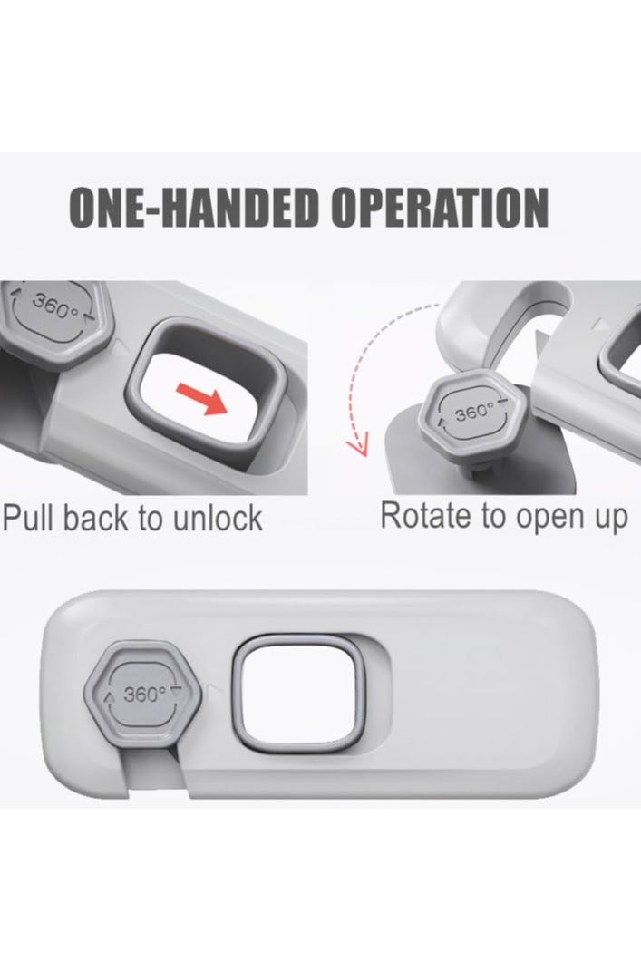 VIUAUAX مجموعة من 3 أقفال ثلاجة مقاومة للأطفال، أقفال ثلاجات للأطفال مع وسادات لاصقة، أقفال أمان للأطفال للأبواب، أقفال ثلاجات السيارات الترفيهية، أقفال أفران، أقفال خزائن أمان للأطفال - رمادي مُحدّث - Image 2