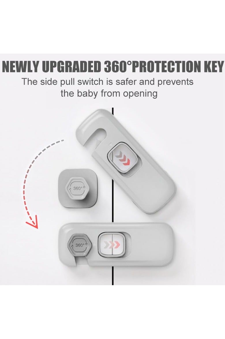 VIUAUAX مجموعة من 3 أقفال ثلاجة مقاومة للأطفال، أقفال ثلاجات للأطفال مع وسادات لاصقة، أقفال أمان للأطفال للأبواب، أقفال ثلاجات السيارات الترفيهية، أقفال أفران، أقفال خزائن أمان للأطفال - رمادي مُحدّث - Image 3