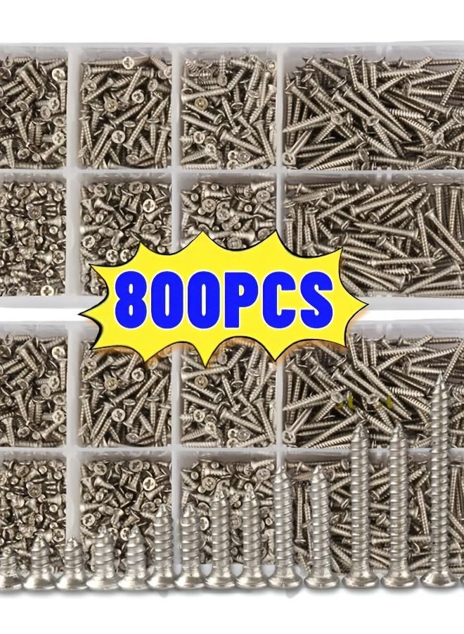 M2 800 Pcs Self Tapping Screw Kit With Lock Nuts Fasteners For Wood And Metal - Image 2