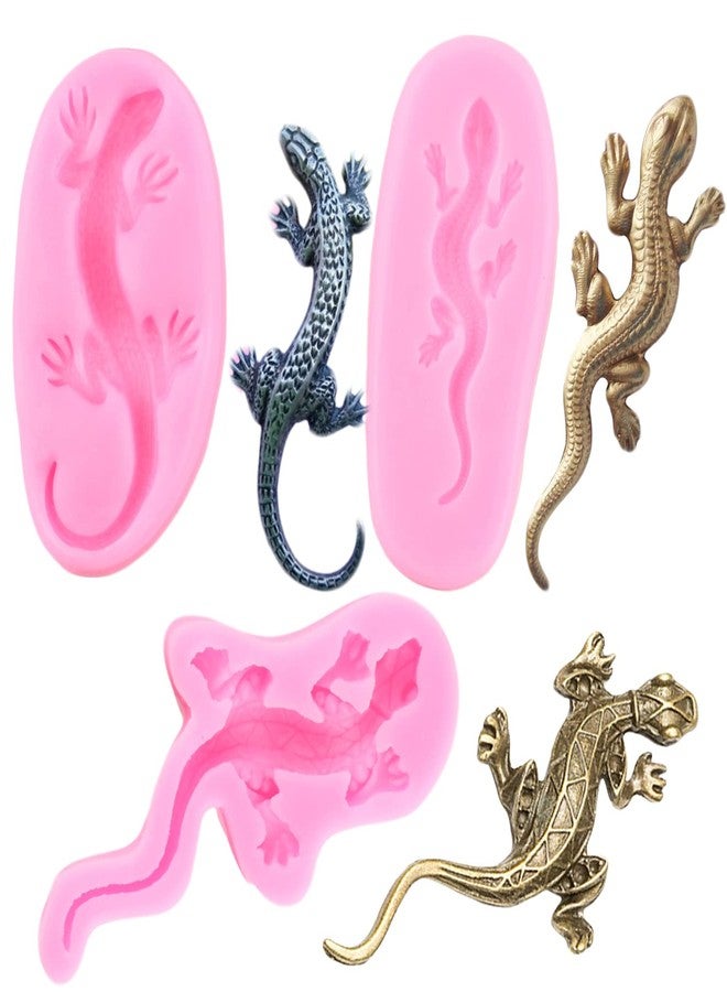 Mujiang 3D Lizard Gecko Fondant Mold Silicone Molds For Chocolate Candy Baking Resin Clay Cake Decorating Set of 3 - Image 1