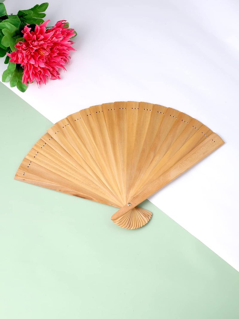 RDK Handmade Vintage Wooden Folding Hand Fan Japanese Souvenir Present Handheld Fans for Bridal Shower Marriage Kitty Party Gift Bridal Shower Favors Summer Wedding Rustic Favors Unique - Image 1