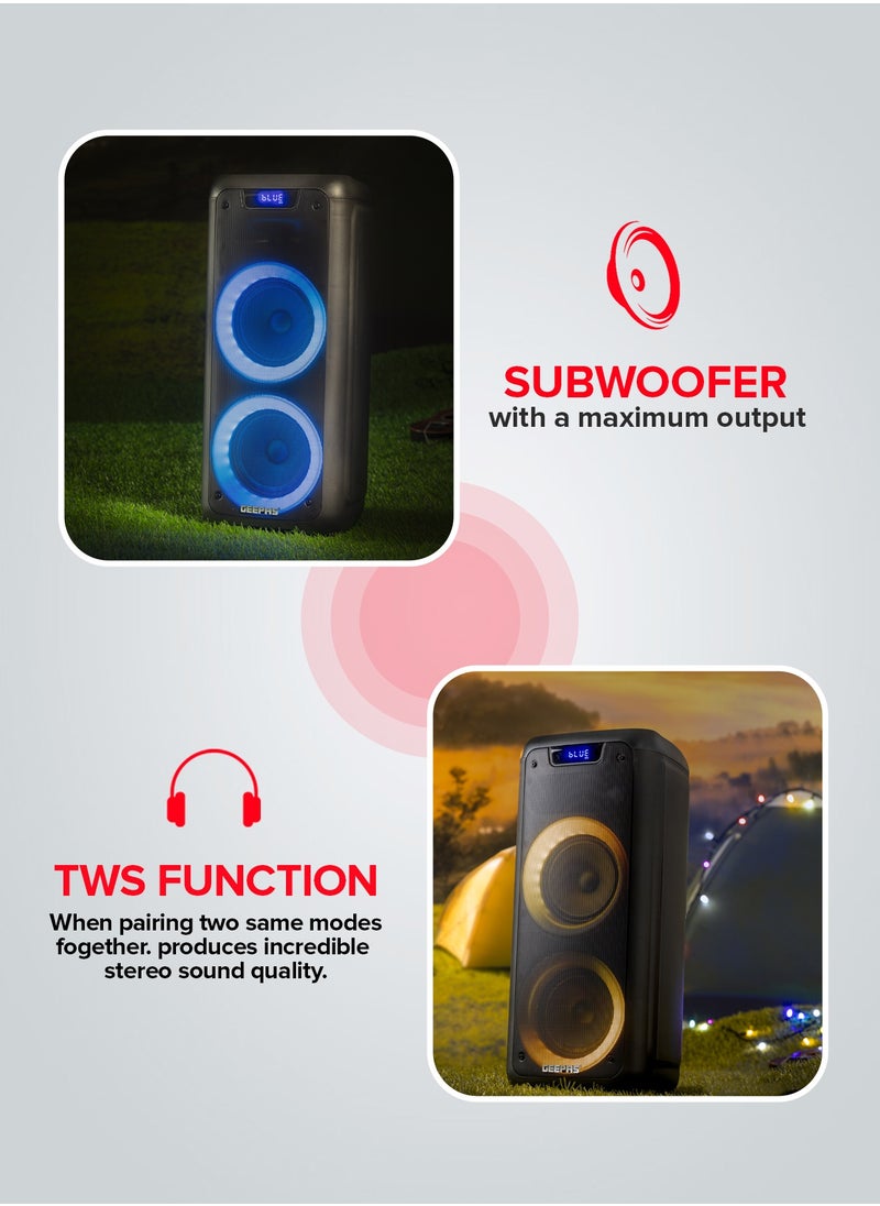 GEEPAS Rechargeable Professional Speaker 40000W PMPO With Wireless Microphone And Remote Control  - Image 5