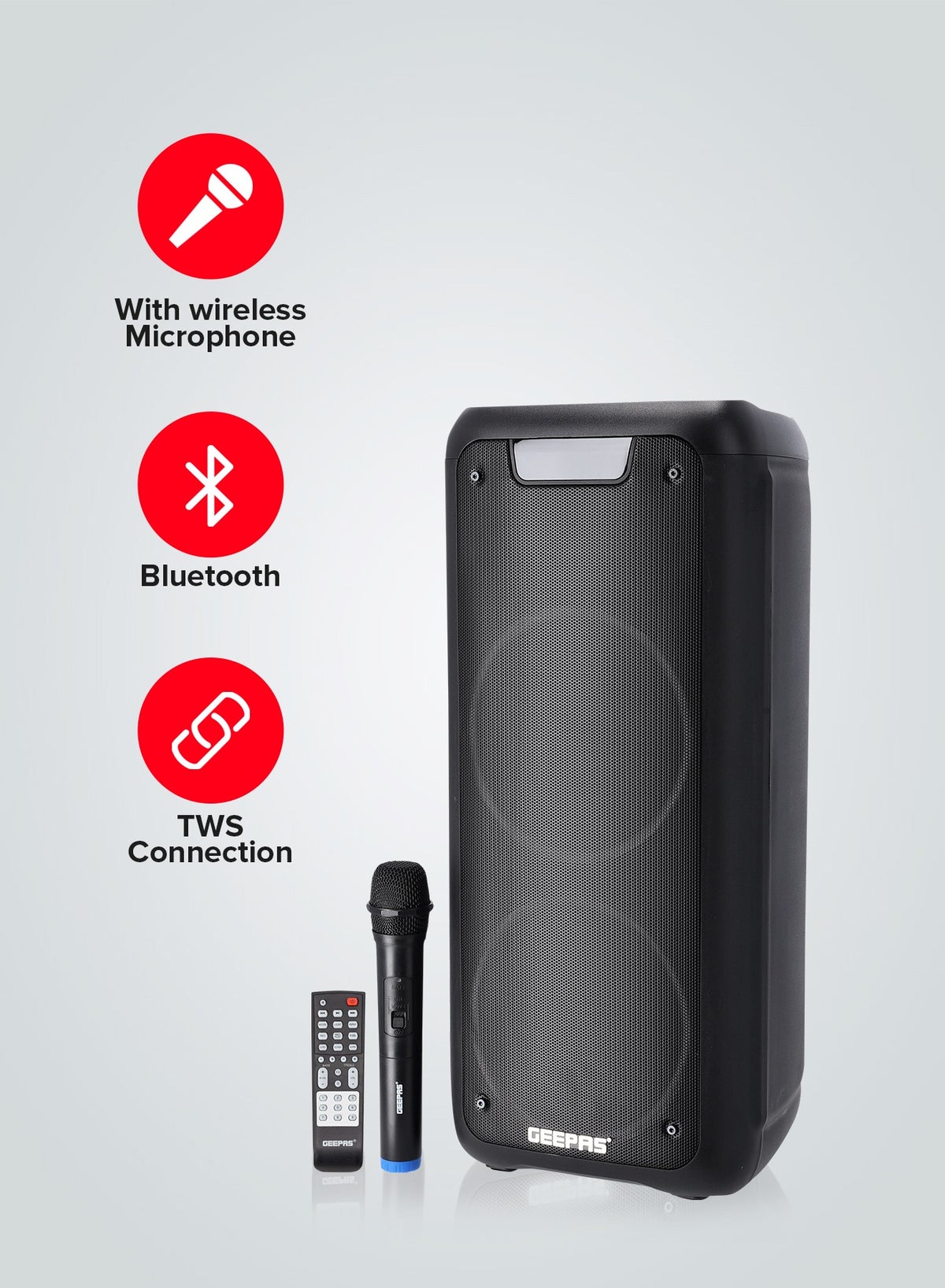 GEEPAS Rechargeable Professional Speaker 40000W PMPO With Wireless