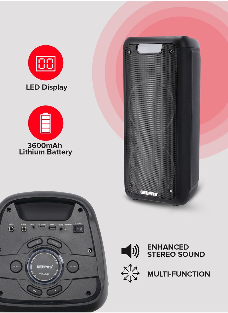 GEEPAS Rechargeable Professional Speaker 40000W PMPO With Wireless Microphone And Remote Control  - Image 4