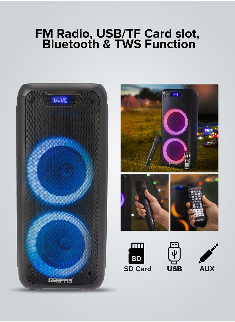 GEEPAS Rechargeable Professional Speaker 40000W PMPO With Wireless Microphone And Remote Control  - Image 3