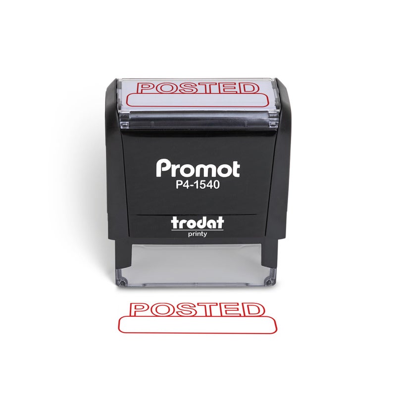 Promot Promot Posted Self Inking Rubber Stamp  Refillable Stampers for Office  Business Accounting Bookkeeping Coding Legal Notary Work Ordering Inventory Stamps  Red Ink