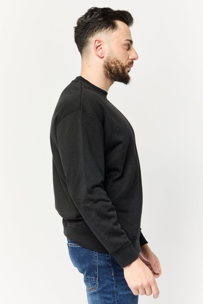 Algspar Men Sportswear Fit Long Sleeves Outdoor Sweatshirt, Black - Image 3