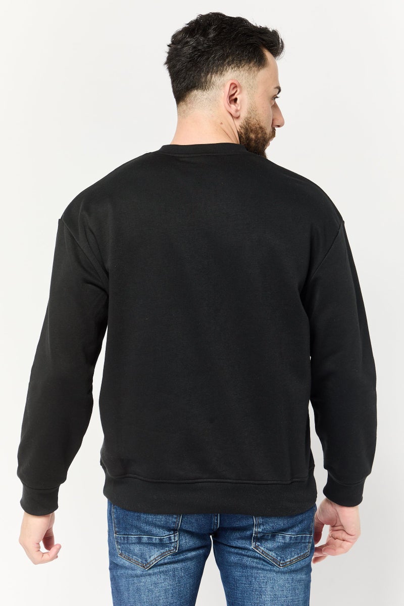 Algspar Men Sportswear Fit Long Sleeves Outdoor Sweatshirt, Black - Image 4
