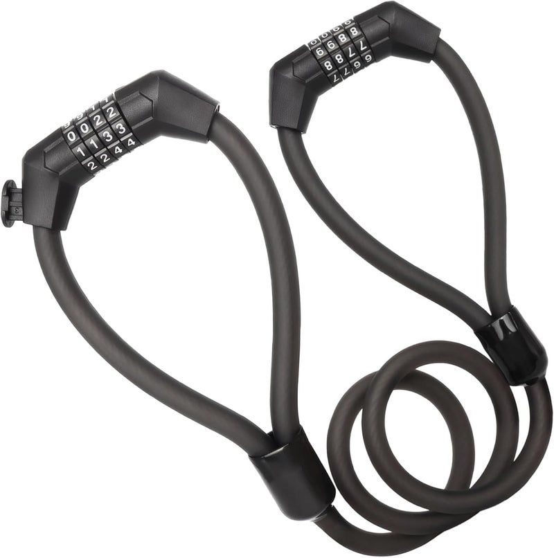 4-Digit Combination Double Loop Lock, 41.3 in / 105 Cm Resettable Cable, Anti-Theft Security for & Scooter - Image 1