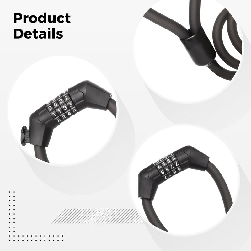 4-Digit Combination Double Loop Lock, 41.3 in / 105 Cm Resettable Cable, Anti-Theft Security for & Scooter - Image 4