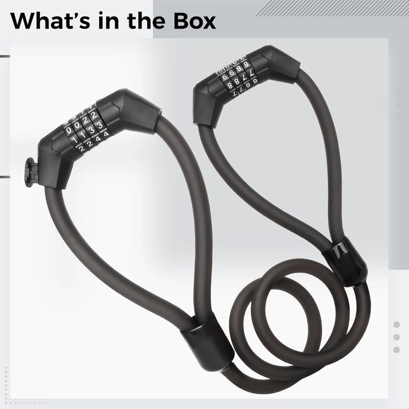 4-Digit Combination Double Loop Lock, 41.3 in / 105 Cm Resettable Cable, Anti-Theft Security for & Scooter - Image 2