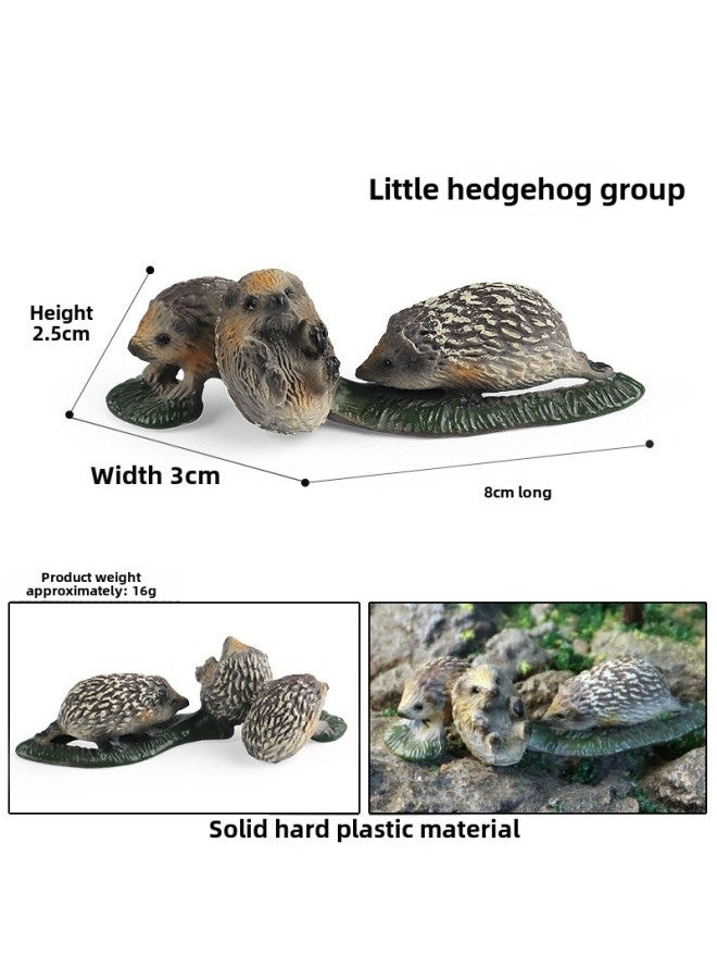 Children's Cognitive Simulation Wild Animal Model Toy Jungle Thorn Group Hedgehog Mouse Burr Stealing Melon Badger Hedgehog Ornaments-Color:M-1720 Hedgehog Group  - Image 1