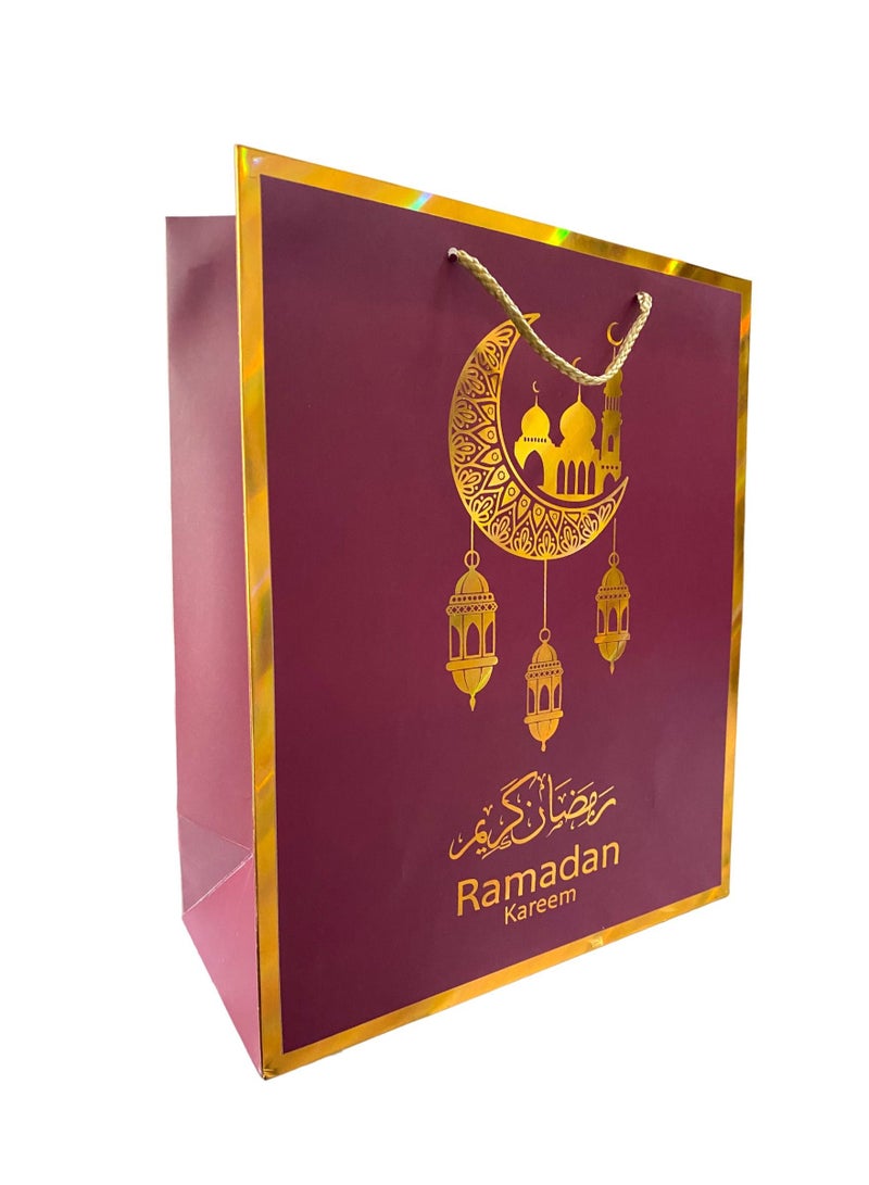 Highland 6 Piece Maroon and Gold Ramadan Kareem Gift Bags - Image 3