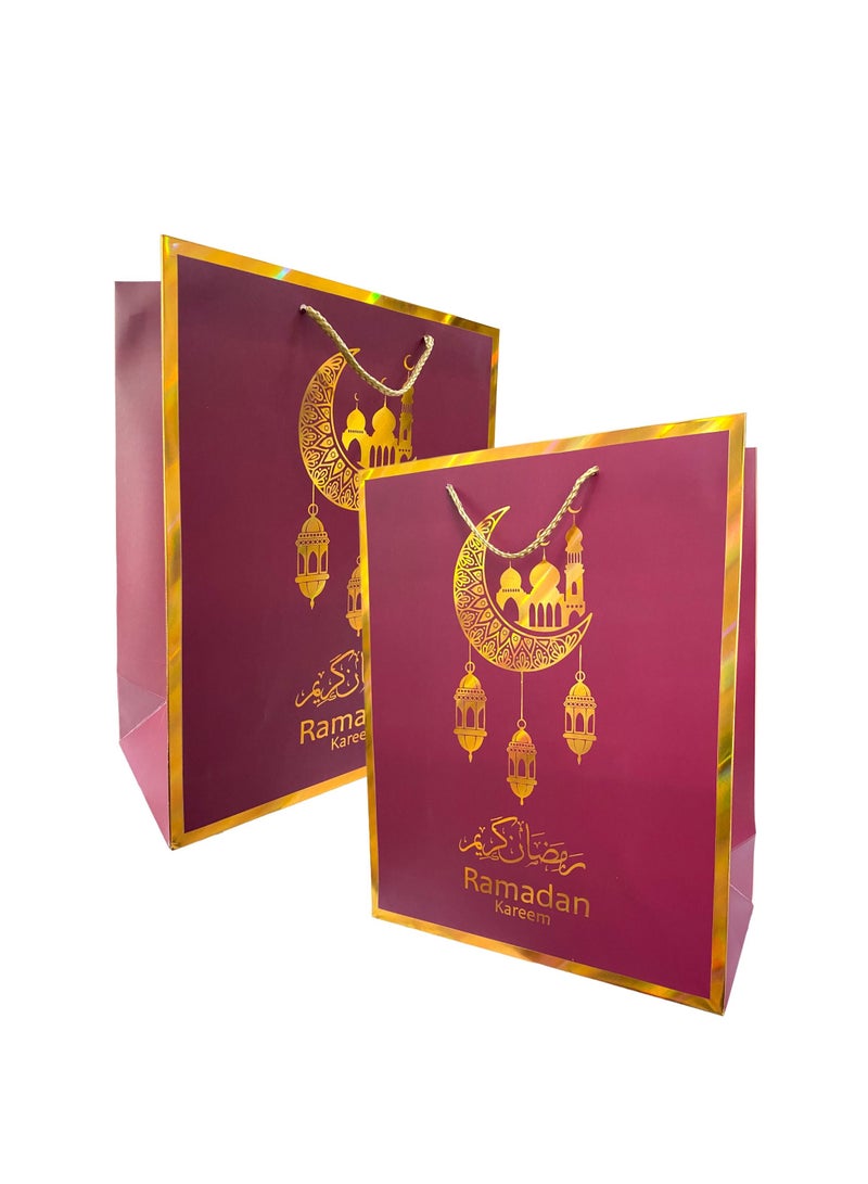 Highland 6 Piece Maroon and Gold Ramadan Kareem Gift Bags - Image 2