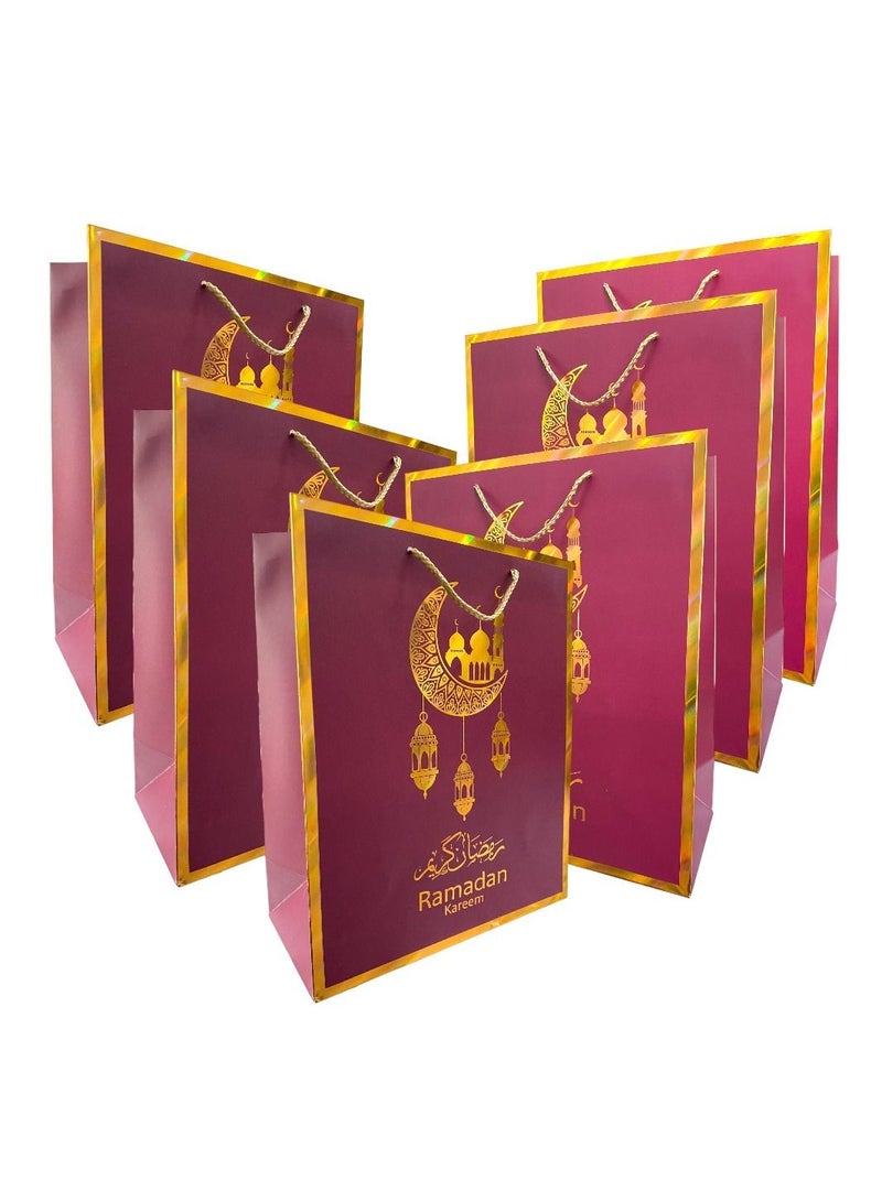 Highland 6 Piece Maroon and Gold Ramadan Kareem Gift Bags - Image 1