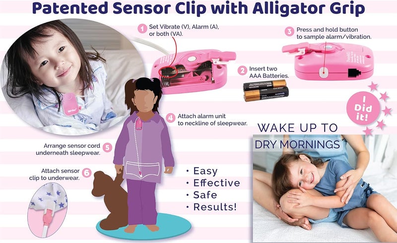 Wet-Stop 3 Bedwetting Alarm (Pink) with 6 Alarms & Vibration for Potty Training - Image 5
