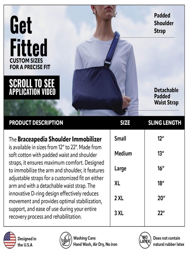 Braceapedia Shoulder Immobilizer, Size SM, Sling Brace for Men and Women, Support for Rotator Cuff, Shoulder Injury, Dislocation and Post-Surgery - Image 3