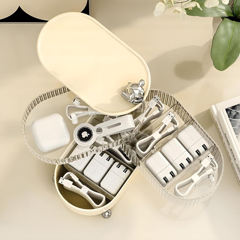 MorivaHomes Cosmetic Storage Organizer 360 Rotating 3 Layers MultiCompartments Desktop Cotton Pad Cosmetic Lipstick Makeup Brush Jewellery Holder for Countertop Vanity - Image 4