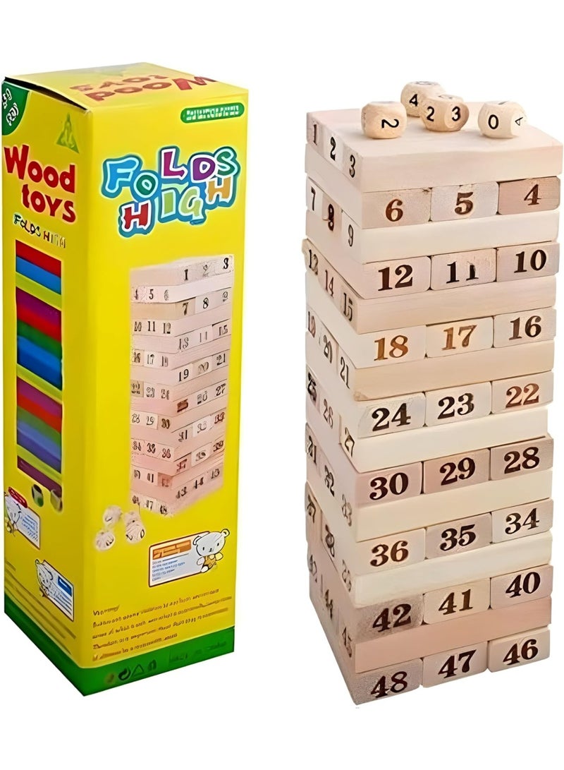 Next Store Large Wooden Tower - 48 Piece Game, Fun Classic Game for Kids 3+, Promotes Balance and Focus, Perfect for Mental Development and Entertainment. - Image 1