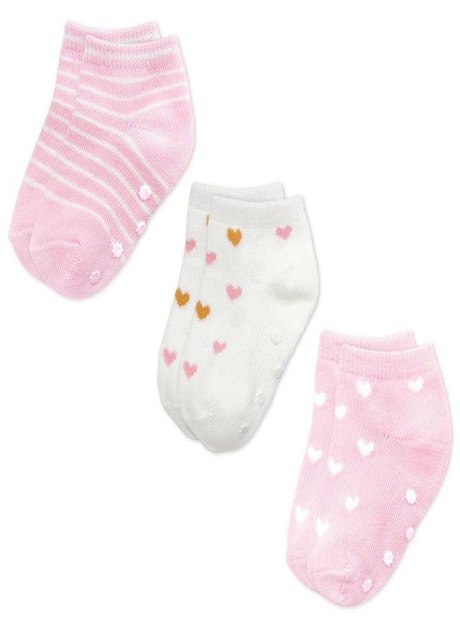 NINTARABABY Anti-Slip Socks - Soft & Breathable Newborn Socks with Secure Stretch Fit, Non-Slip Baby Socks for Crawling & Walking, Gift for Baby Showers & Newborns, Pack of 3 - Image 1