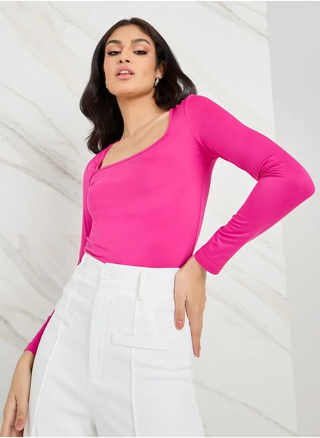 Styli Square Neck Fitted Knit Top