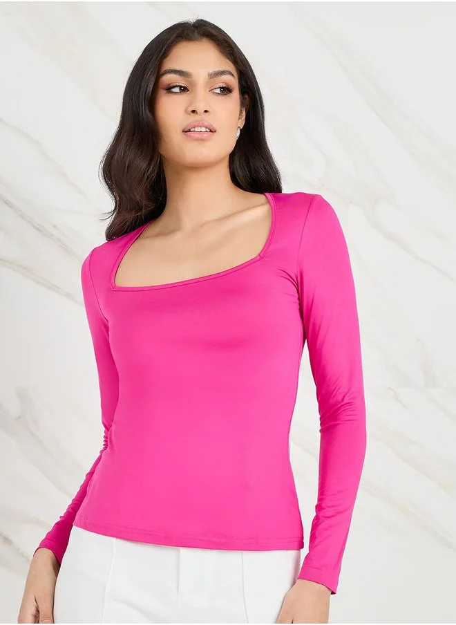 Styli Square Neck Fitted Knit Top