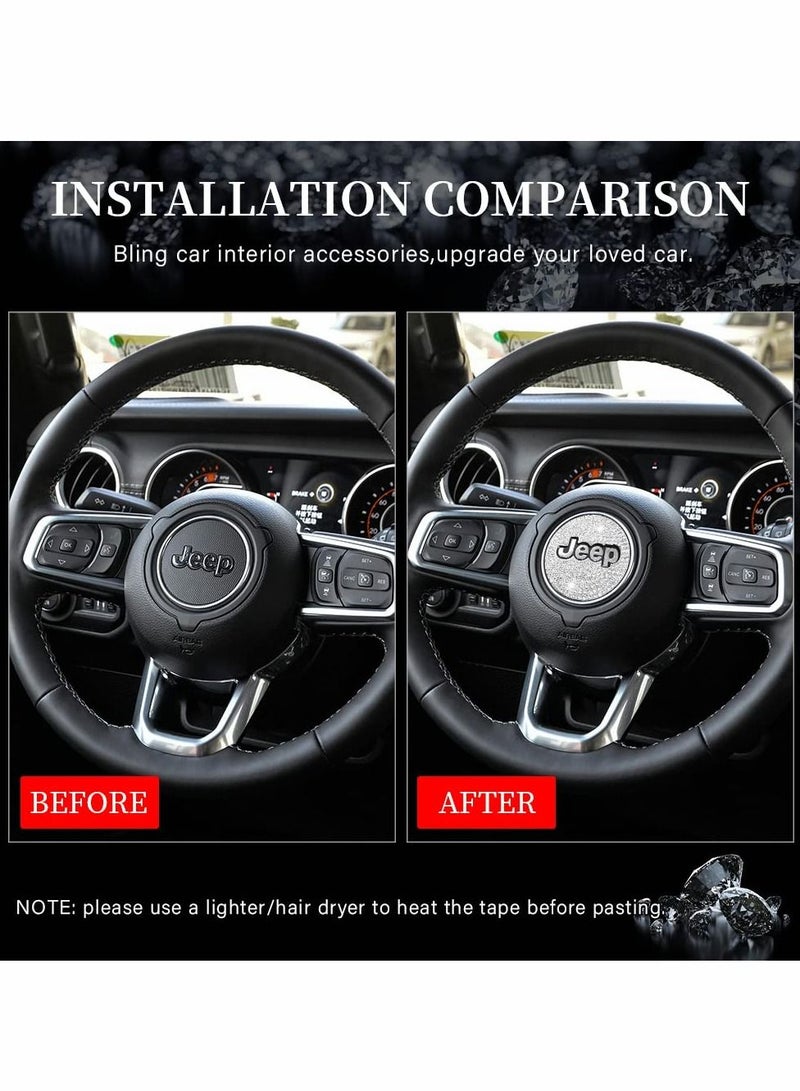 Excefore For Jeep JL Accessories Bling Steering Wheel Emblem Logo Cover Sticker for Wrangler JL JLU Gladiator JT - Image 3