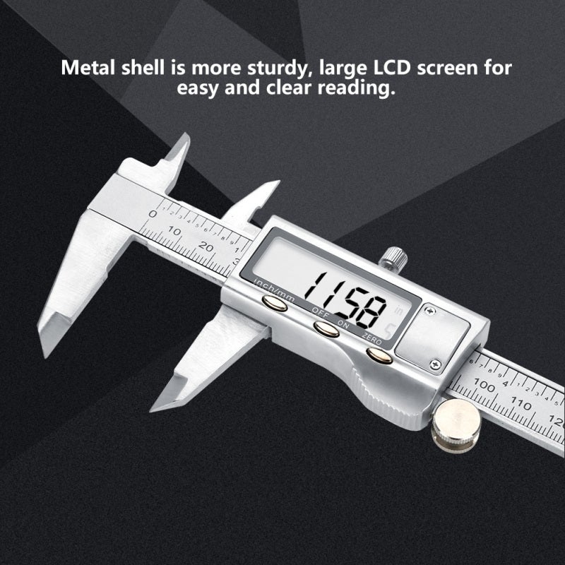 Digital Vernier Caliper 0-150mm Extra Large LCD Screen - One Button Unit Reset Metal Digital Caliper for Engineering Small Machine Parts Measurement - Image 3
