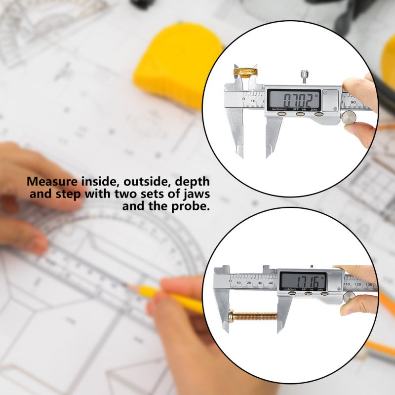 Digital Vernier Caliper 0-150mm Extra Large LCD Screen - One Button Unit Reset Metal Digital Caliper for Engineering Small Machine Parts Measurement - Image 2